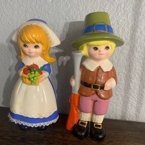 Vintage Napcoware Thanksgiving Pilgrims Figurine Set